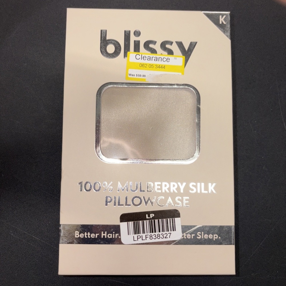 New Blissy 100% Mulberry Silk King Pillowcase - Natural Beige